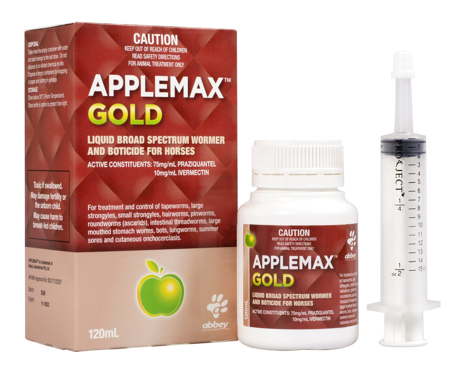 APPLEMAX™ GOLD Liquid Broad Spectrum Wormer and Boticide for Horses Abbey Labs