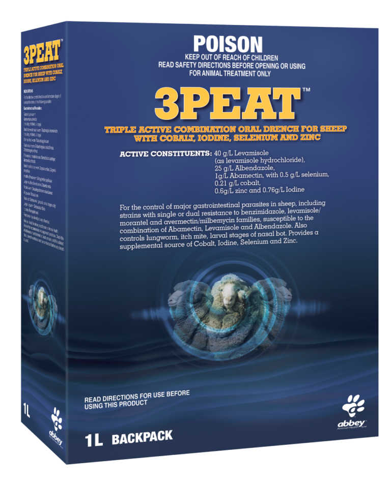 3PEAT™ Triple Active Combination Oral Drench for Sheep with Cobalt ...